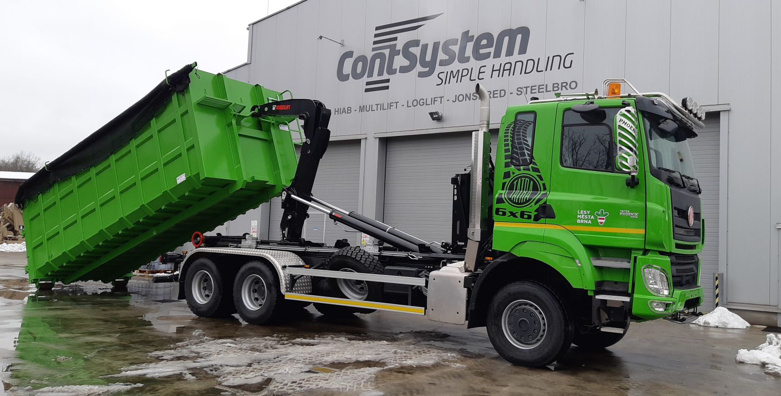 MULTILIFT hooklift of 18 tons on a TATRA chassis for a company that manage forests and surroundings of the city Brno.