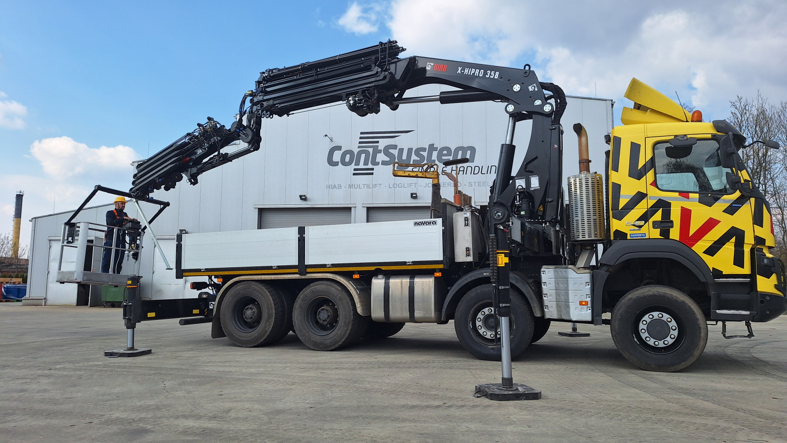 The HIAB X HiPro 358 E 6 hydraulic loader crane, capable of handling more than just standard lifting operations.